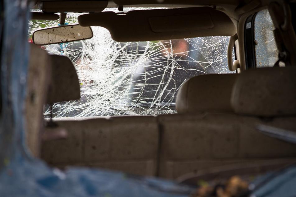 Smashed windshield
