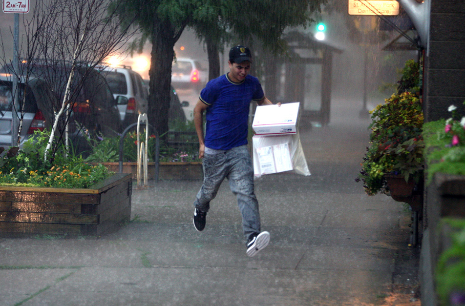 Running through rain