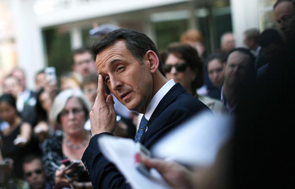 Pawlenty wipes his brow