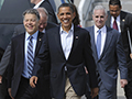 Barack Obama, Al Franken, Amy Klobuchar, Mark Dayt