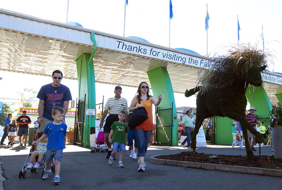Visitors arrive at the state fair
