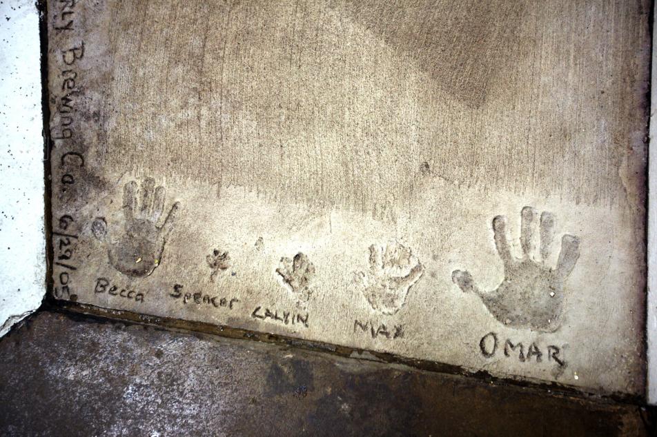 Handprints in the floor