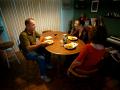 A family sits down for dinner