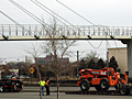 Workers at the Sabo bridge