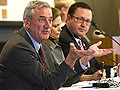 Rick Nolan, left, gestures