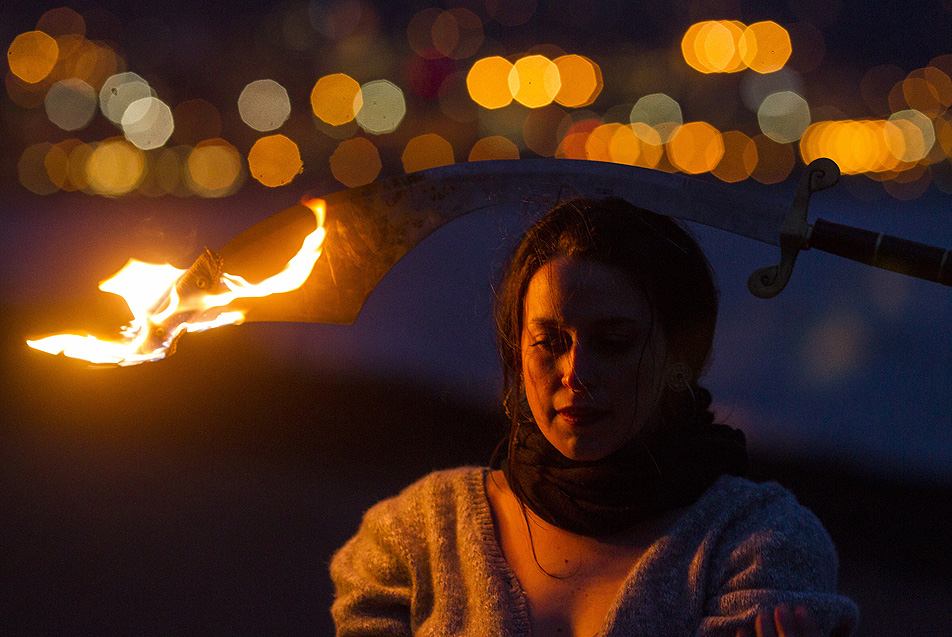 Flaming sword