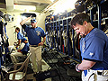 Cramped locker room