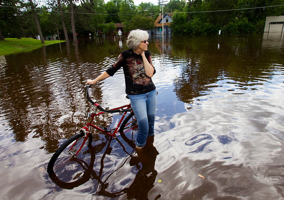 Looking at flood waters