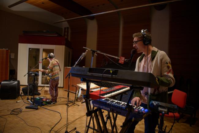 Guitarist Gwil Sainsbury and keyboard player Gus Unger-Hamilton of Alt-J in The Current studios Guitarist Gwil Sainsbury and keyboard player Gus Unger-Hamilton of Alt-J in The Current studios