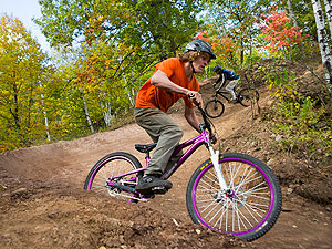Testing the new mountain biking trail