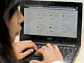 Office worker browses online pharmacy