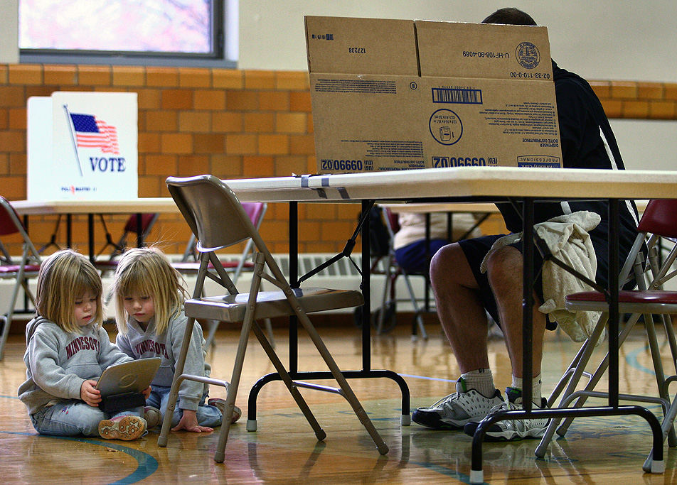 Waiting while dad votes