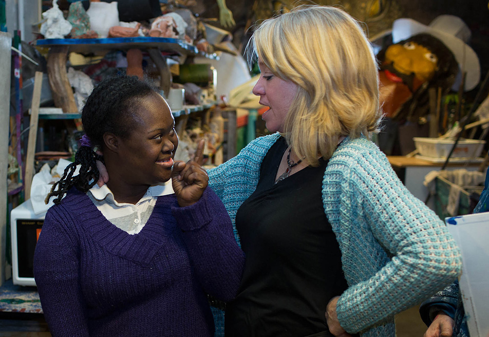 Artist Naa Mensah, left, and Jeanne Calvit