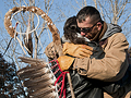 Peter Lengkeek embraces Perry Little