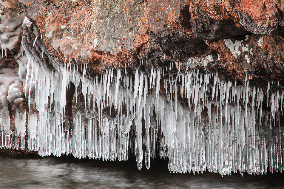Red rock cliff ice