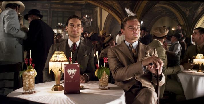 Tobey Maguire and Leonardo DiCaprio in Baz Luhrmann's 'The Great Gatsby'. Tobey Maguire and Leonardo DiCaprio in Baz Luhrmann's 'The Great Gatsby'.