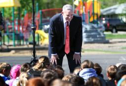 Greeting students