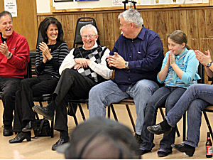 Harry Walsh, former pastor of St. Henry Catholic Church, during festivities in his honor Nov. 12, 2011 at the Monticello VFW Post.