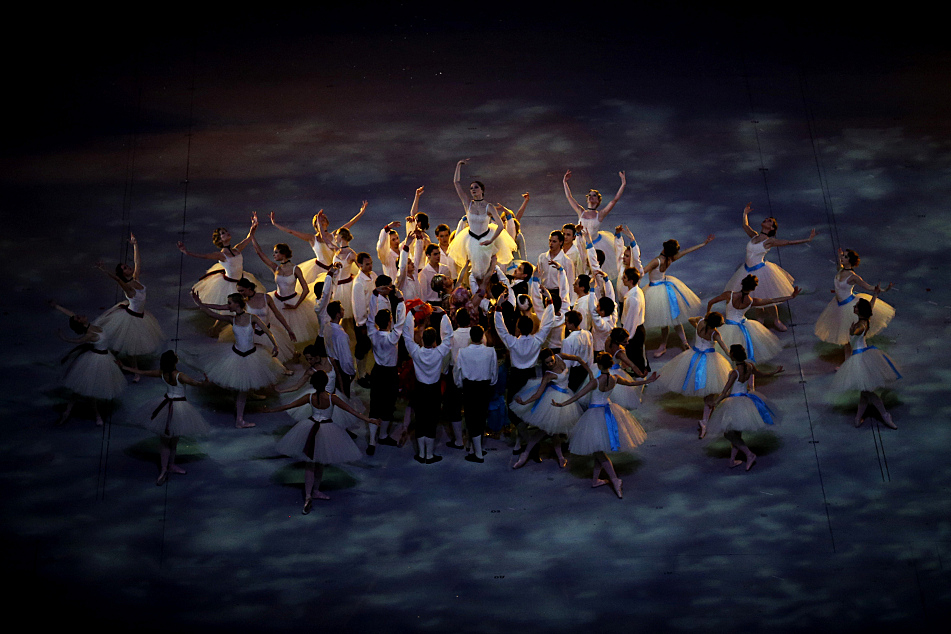 Dancers perform a celebration