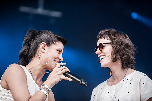 Dessa and Aby Wolf performing live at Rock the Garden 2014. Dessa and Aby Wolf performing live at Rock the Garden 2014.