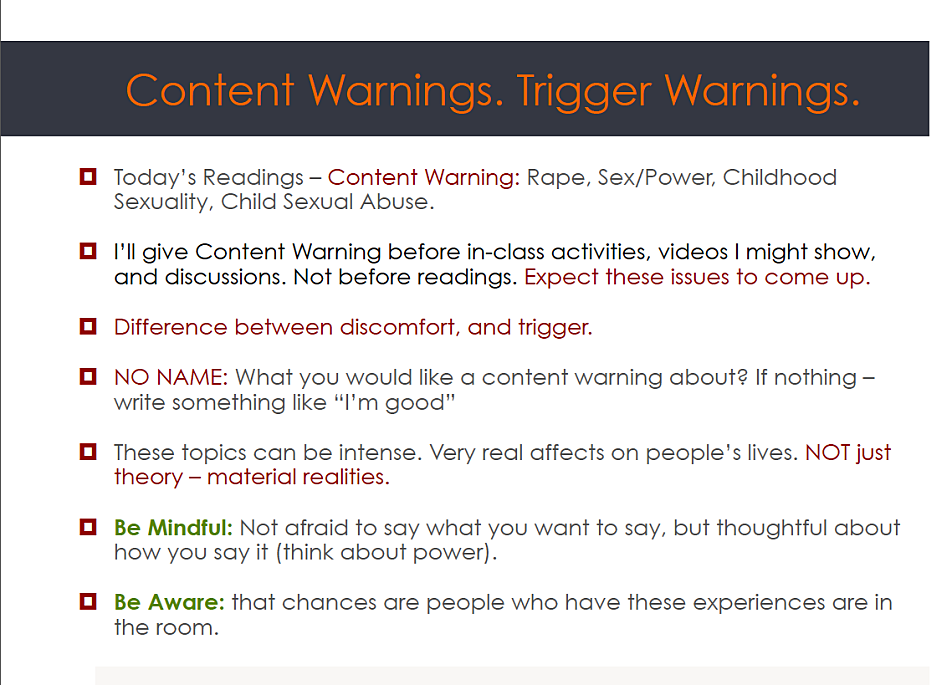 Killing Stalking Trigger Warnings List U students seek 'trigger warnings' before disturbing topics taught