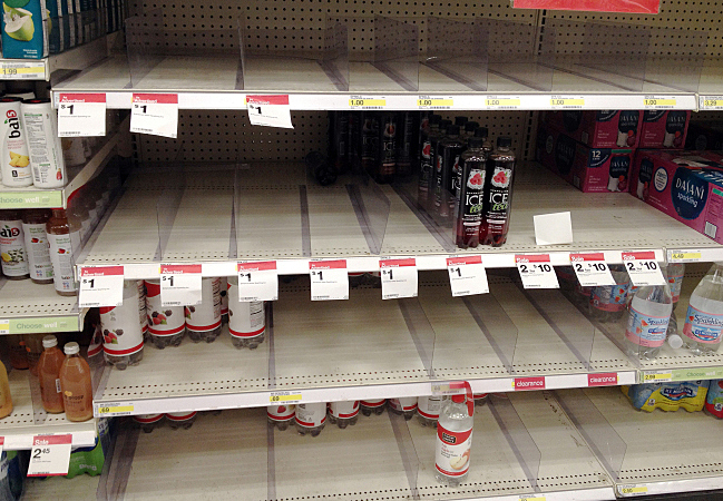 Shoppers complain that shelves are out of stock.