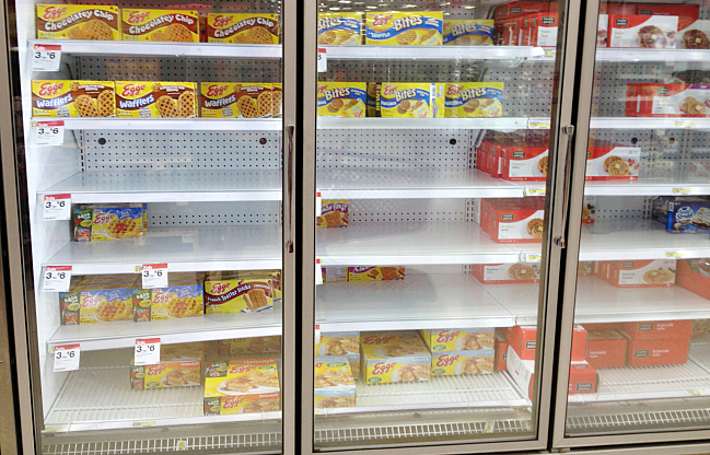 The freezer shelves on August 22.
