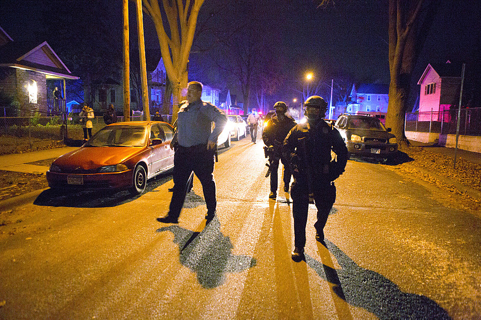 Police arrived at the scene of a shooting on Nov. 23 near the 4th Precinct police station in north Minneapolis.
